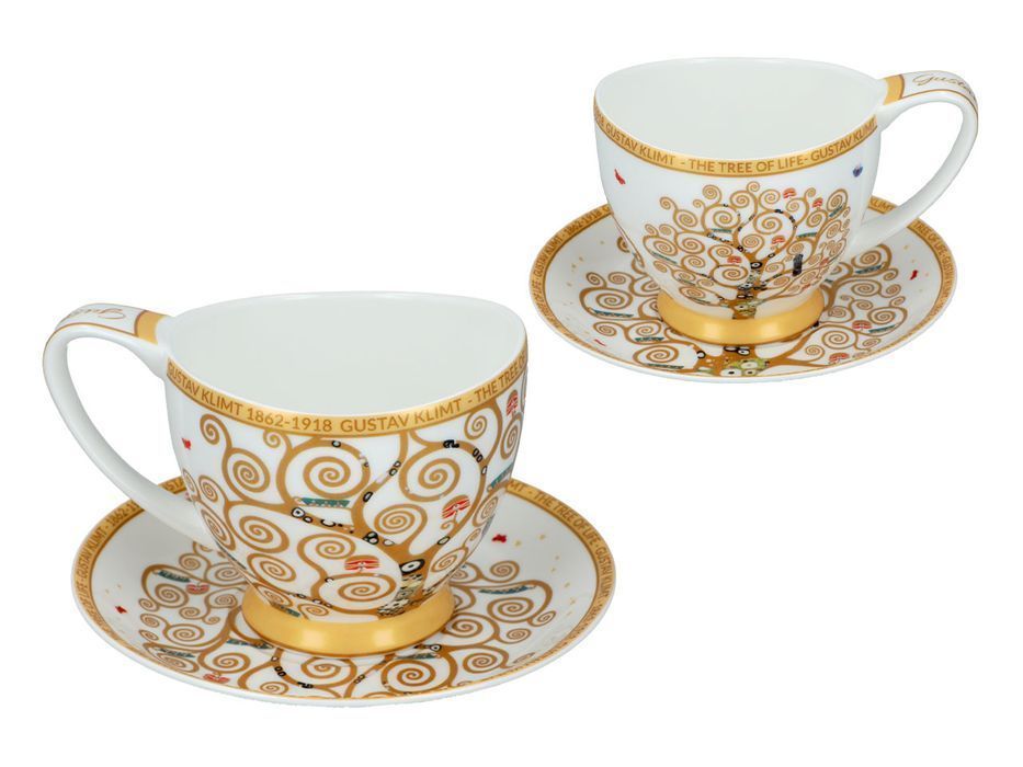 Filiżanka espresso Vanessa - G. Klimt, Drzewo życia, białe tło CARMANI