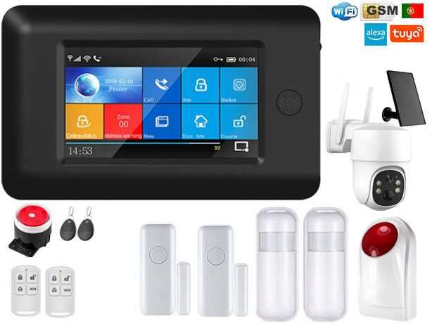 Alarme Tuya sem Fios GSM/WiFi + Câmara Segurança Solar 4G PT (NOVO)