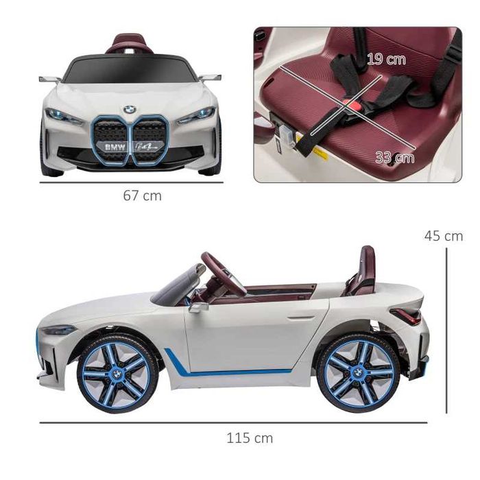 Carro Elétrico para Crianças BMW i4 12V - 115x67x45 cm - Branco