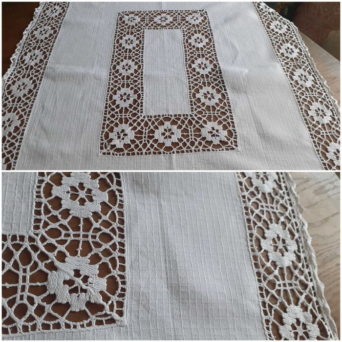 Obrus bawełniany z  koronką