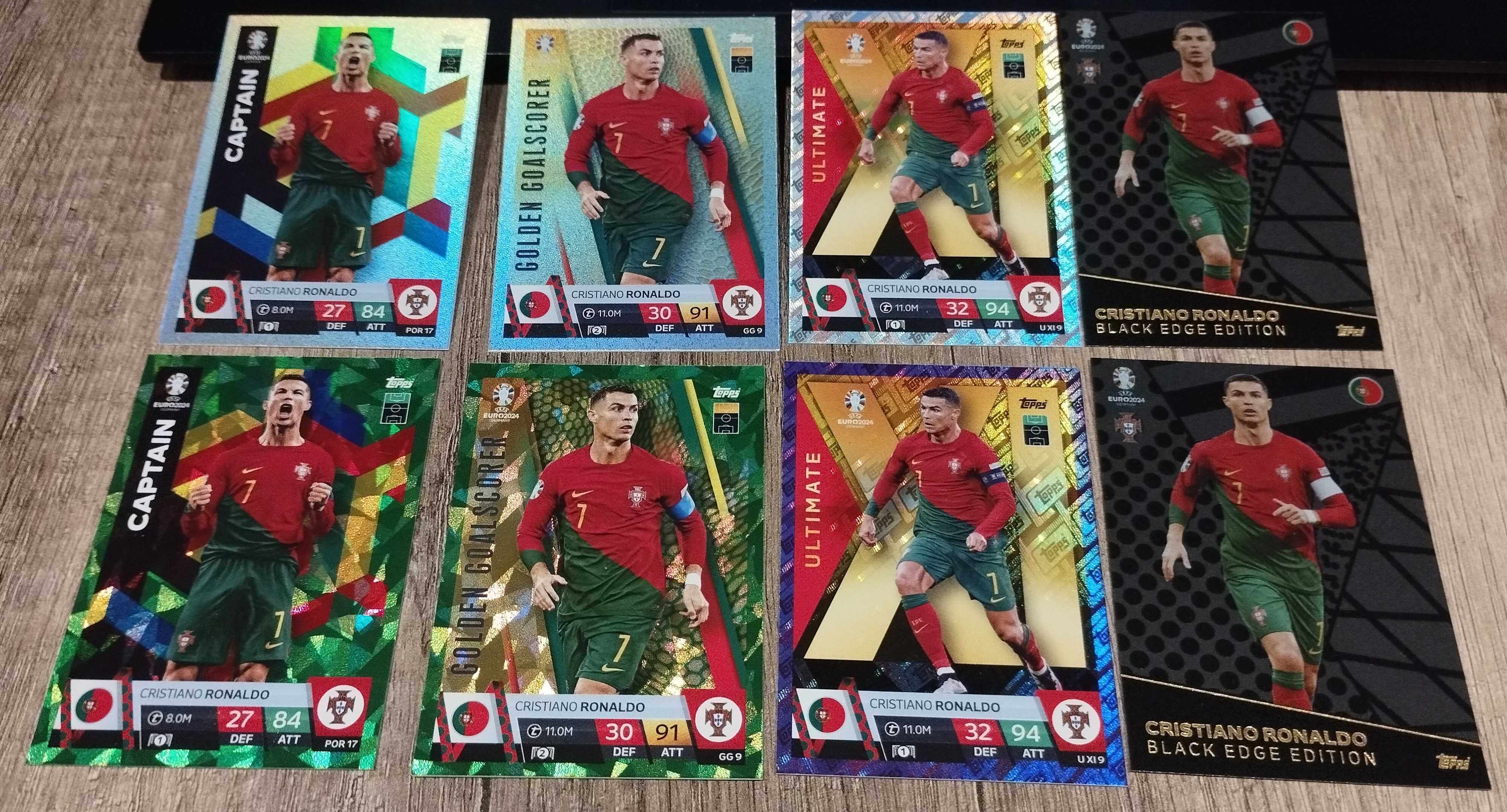 Cartas Cristiano Ronaldo Black edition paralelas Topps Euro 2024