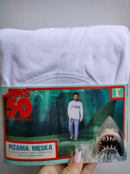 Piżama męska Carbotex bawełniana L 2cz Rekin JAWS 186