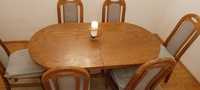 drewniany stół i 6 krzeseł