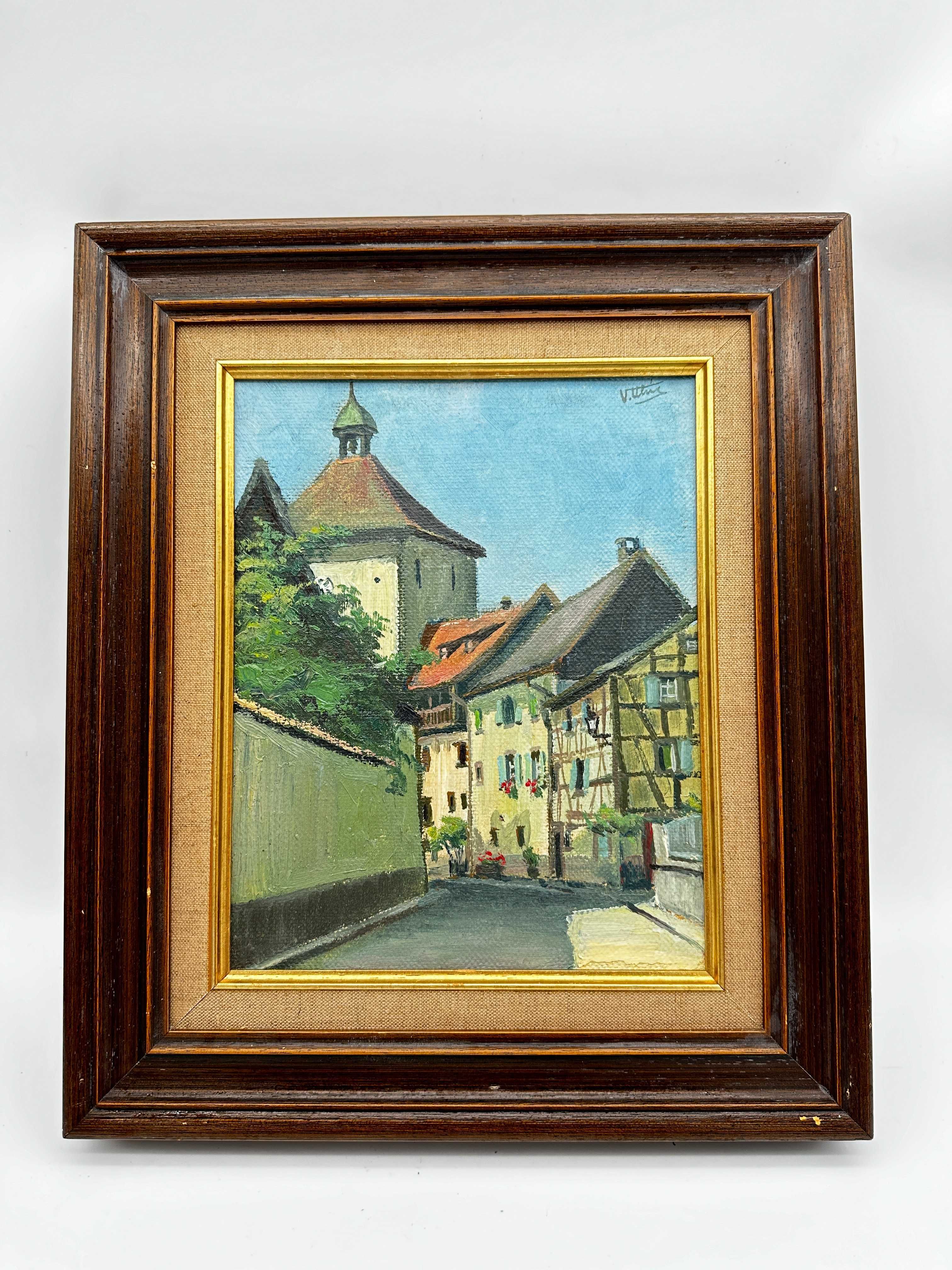 Piękny stary obraz na płótnie vintage olej akwarele.