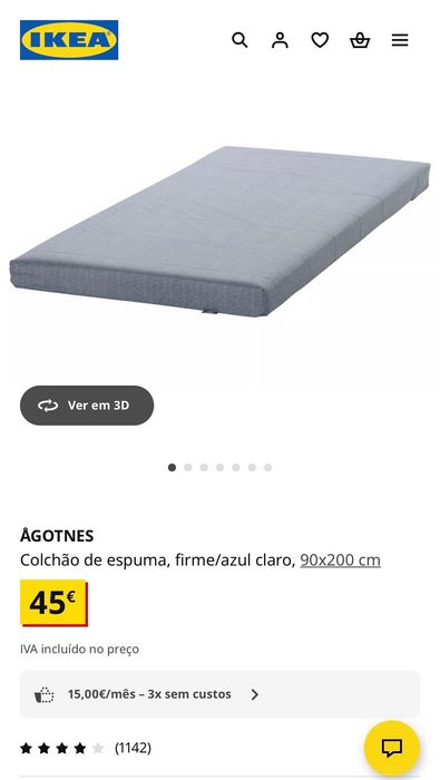 Cama Solteiro IKEA SLATTUM + Estrado + Colchão