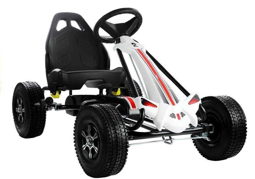 Gokart Biało-Czarny Monster Na Pedały Pompowane Koła/TYLKO WYSYŁKA