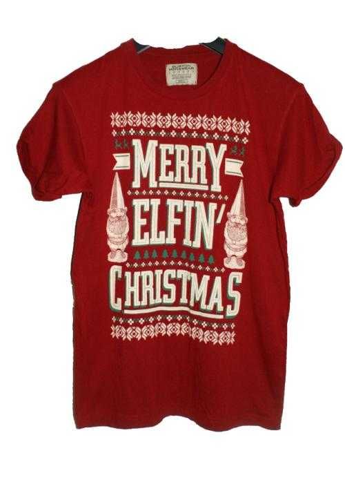 Burton Christmas świąteczna koszulka męska T shirt Elfy vintage S