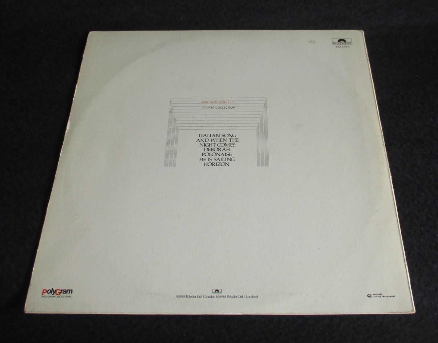 Disco LP Vinil Jonh And Vangelis Private Collection 1983