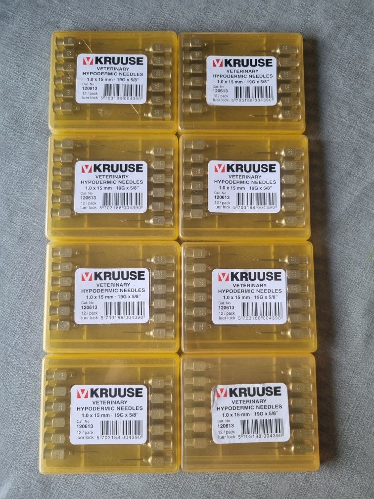 Igły do szczepień 1x15mm 12szt. KRUUSE. Nowe