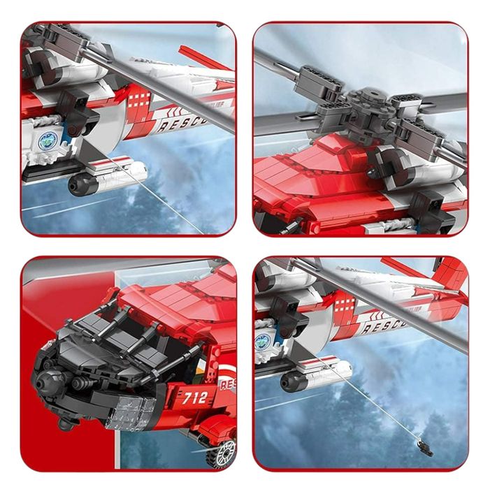 Zestaw Klocków KONSTRUKCYJNYCH TECHNICZNYCH Helikopter HH-60J 1137el.