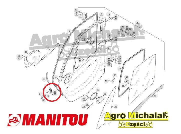 Zamek drzwi Manitou MT 625, MT 420
