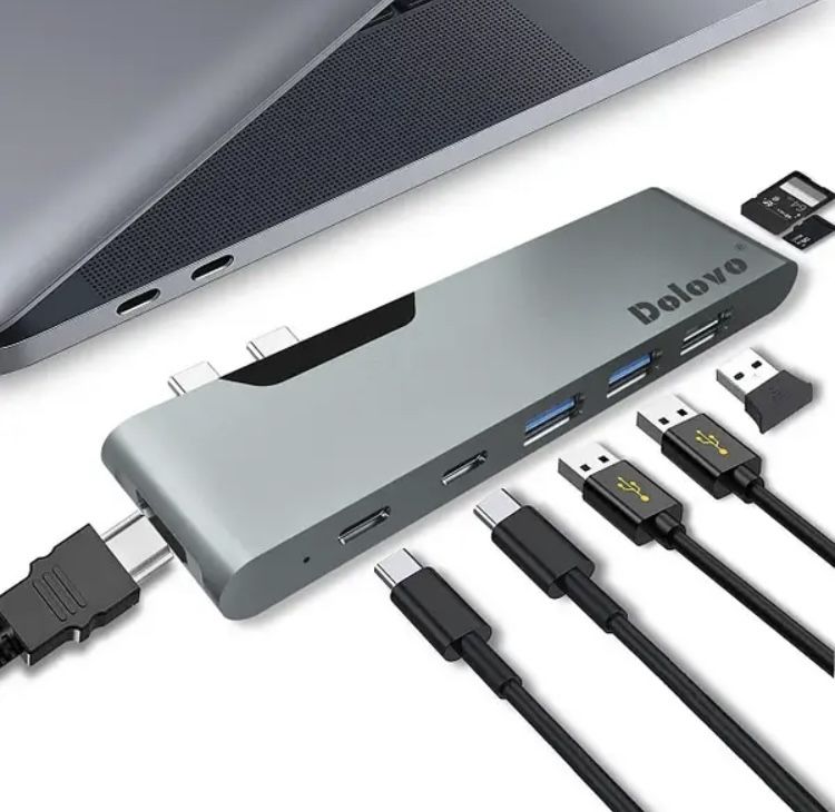 Концентратор Хаб Hub USB Type C для MacBook Адаптер 8-в-1