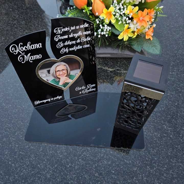 WIECZNY ZNICZ SOLARNY Ze Zdjęciem Cmentarz dla Mamy Taty Babci Dziadka