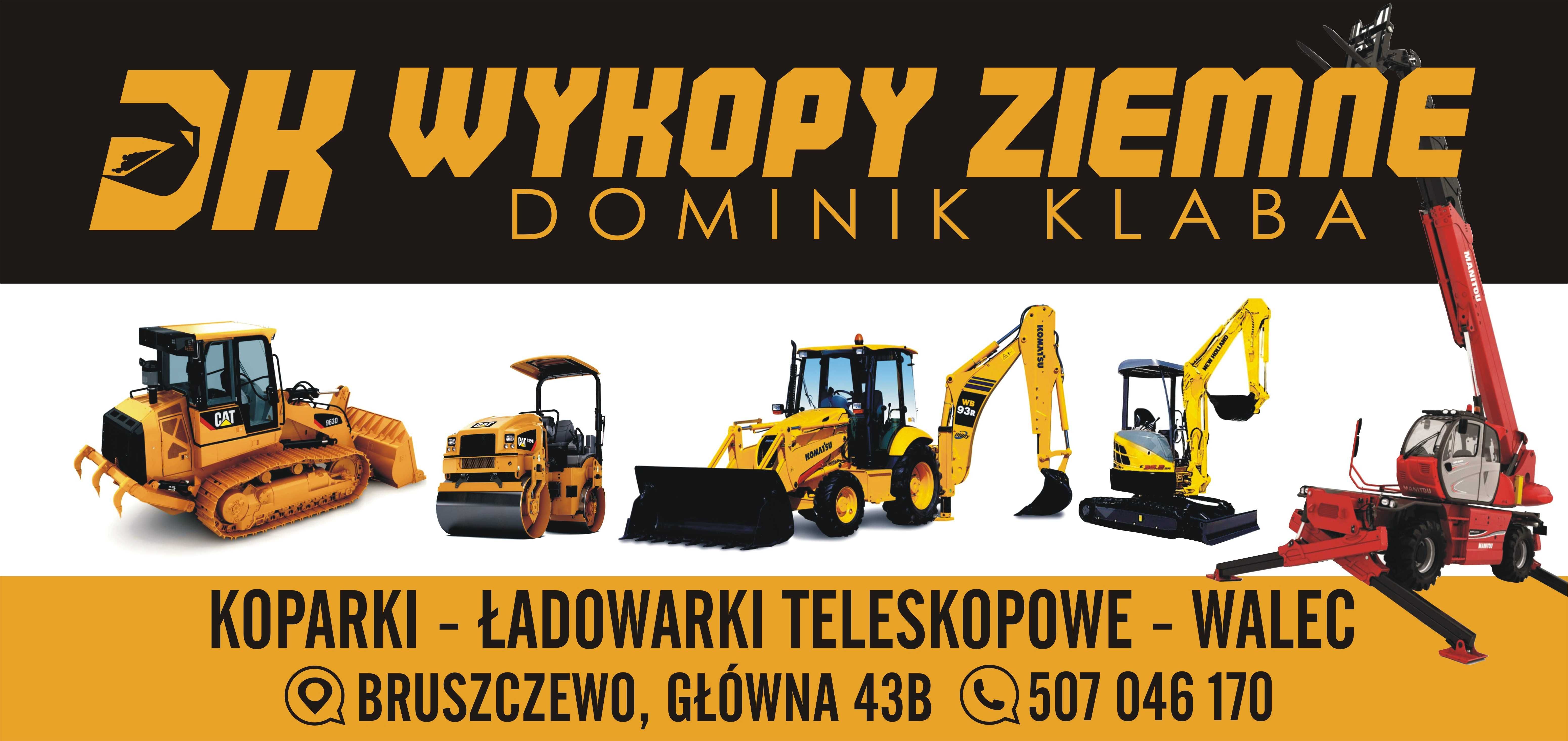 Minikoparka walec ładowarka teleskopowa wywrotka wozidło dźwig koparka