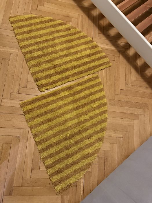 Dywaniki IKEA półokrągłe narożne, żółto-brązowe, komplet 2 szt