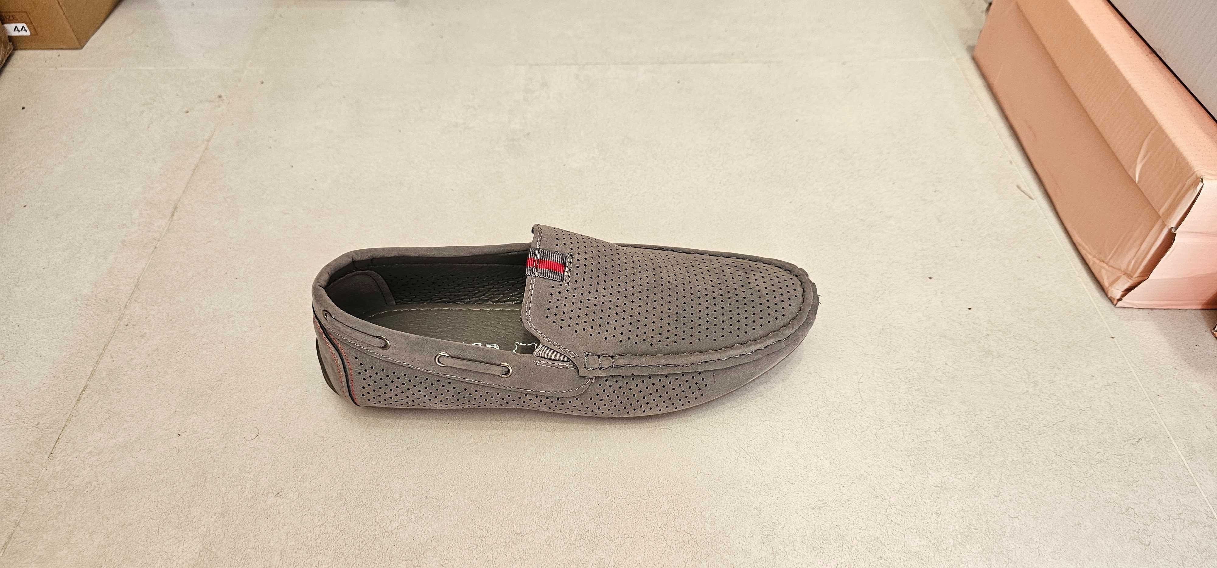 Szare mokasyny męskie dziurkowane 40-45 skóra różne kolory i modele