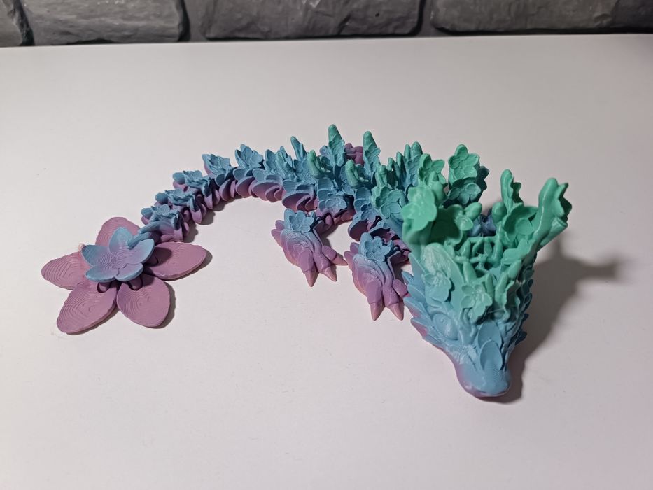 Smok Kwiatowy, Figurka 3D, Zabawka, Ruchomy wydruk 3D