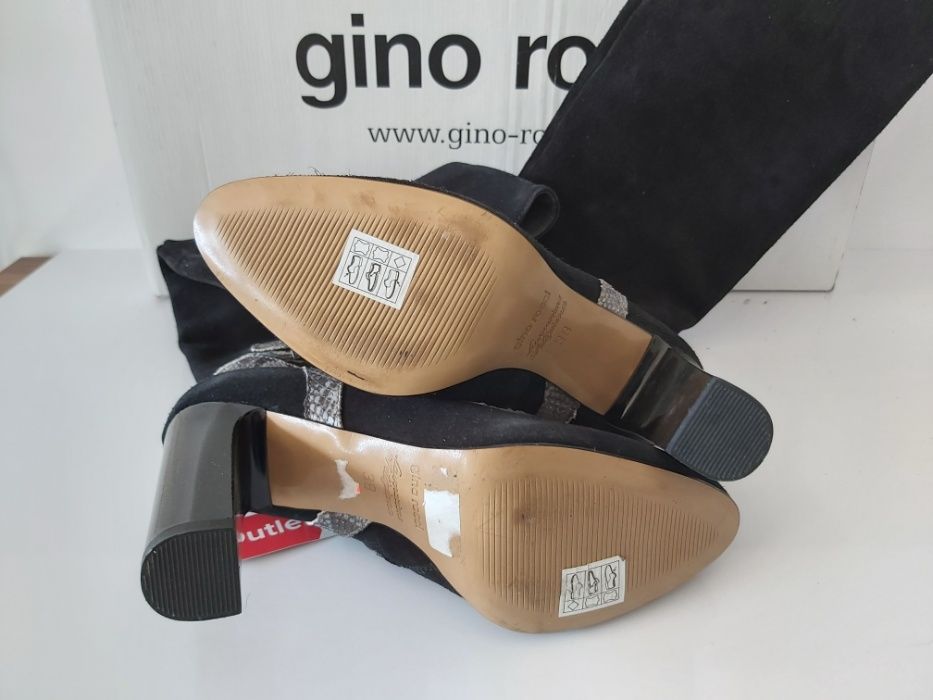 Kozaki GINO ROSSI DKG905-P93-20HL-9957-0 czarne zamsz naturalny wąż