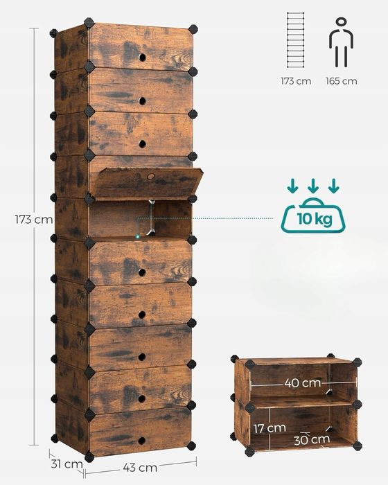 Szafka Modułowa Organizer Na Buty 83x88x31 cm Vintage Rustykalny Brąz