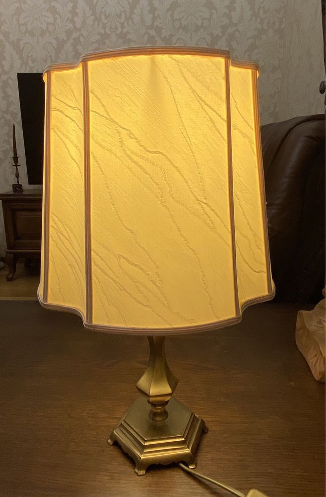 Настольная  лампа,бронза,ткань