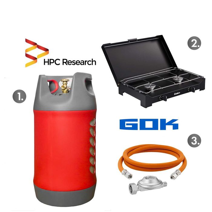 Газові комплекти: Композитний балон + плита + комплект підключення