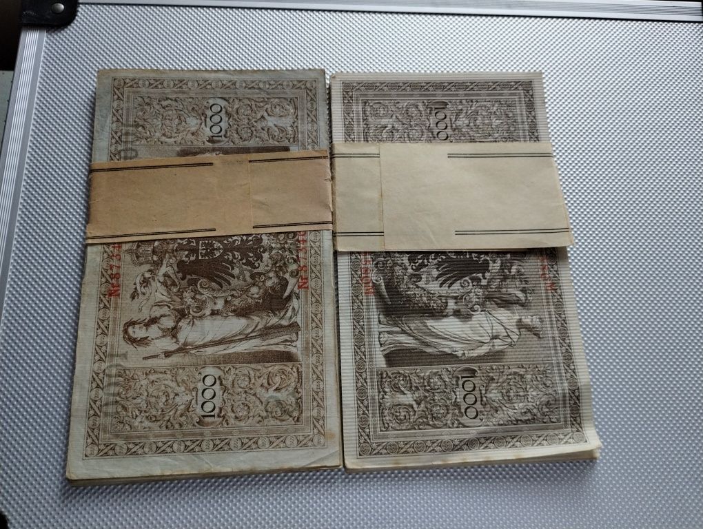 Banknoty 2 paczki 20x1000 Marek 1910r.