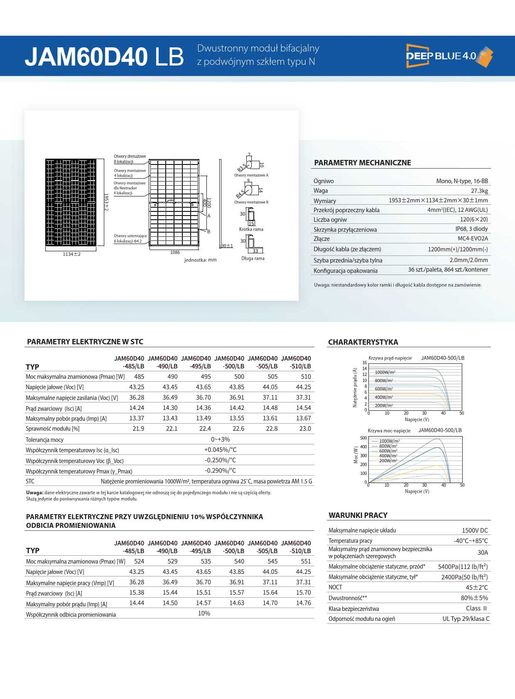 Bifacial panel fotowoltaiczny 500W N-Type wysyłka za pobraniem