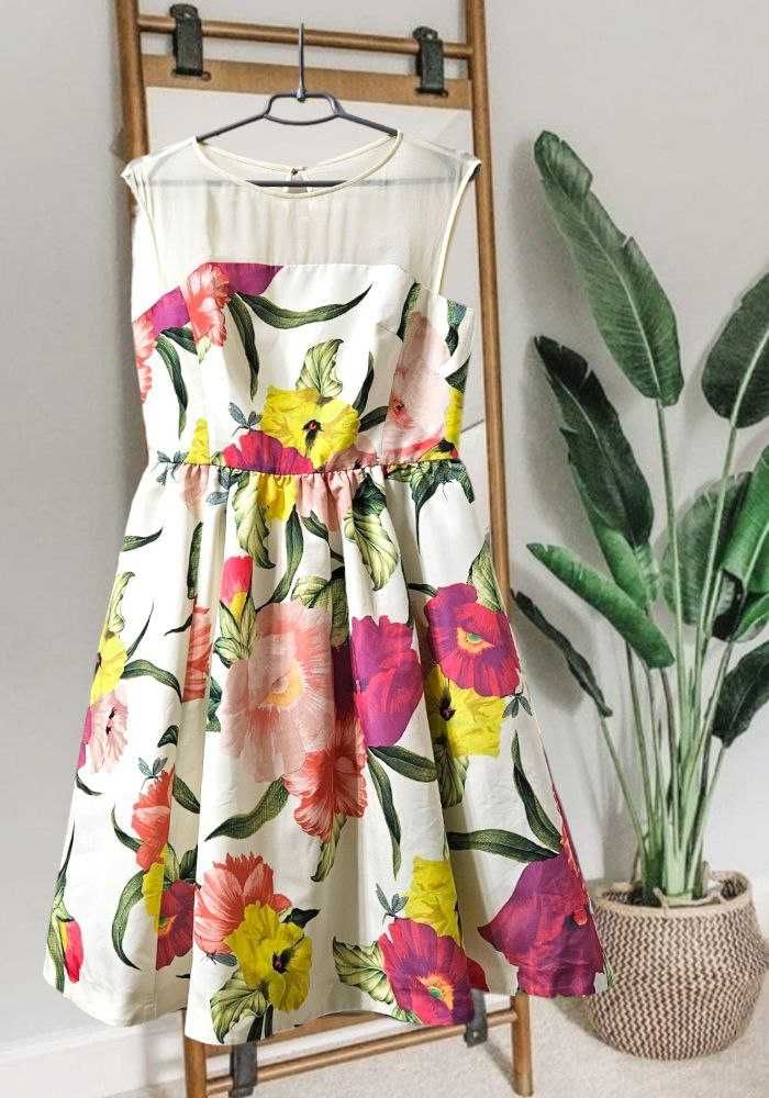 Платье с пышной юбкой в цветочный принт Ted Baker, р. S/M