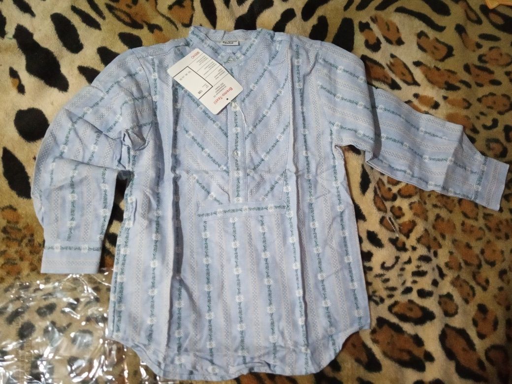 Bremo textil новая рубашка детская хлопковая 128 вышитая