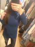 Ciepły długi golf sweter niebieski jeansowy S M L