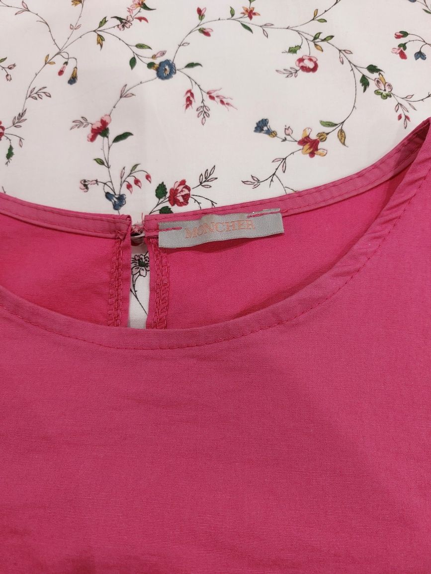 Blusa Rosa sem ombros com laços nas mangas