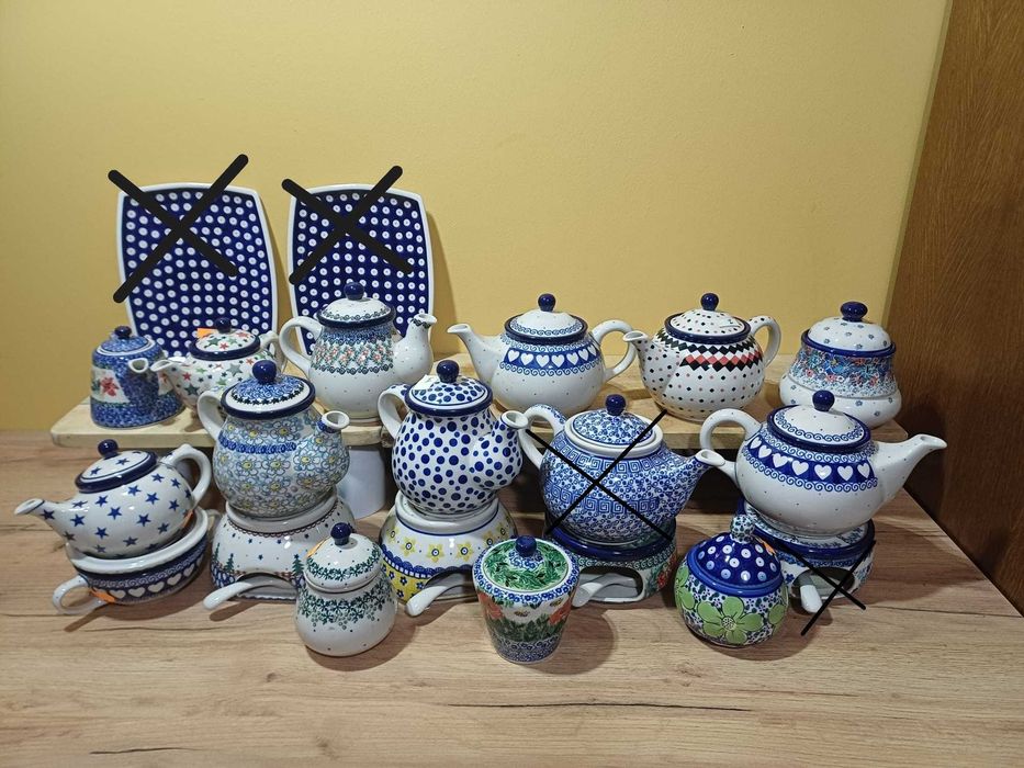 Mix CERAMIKA BOLESŁAWIECKA dzbanek podgrzewacz czajnik talerz