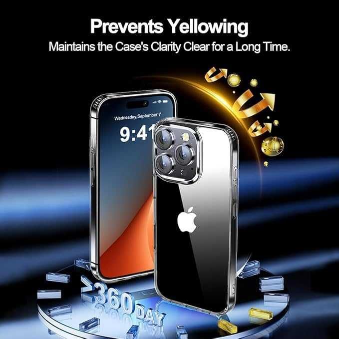 QHOHQ Etui Zestaw 5w1 etui do iPhone 16 6,3" Pro nigdy nie żółkną(78b)