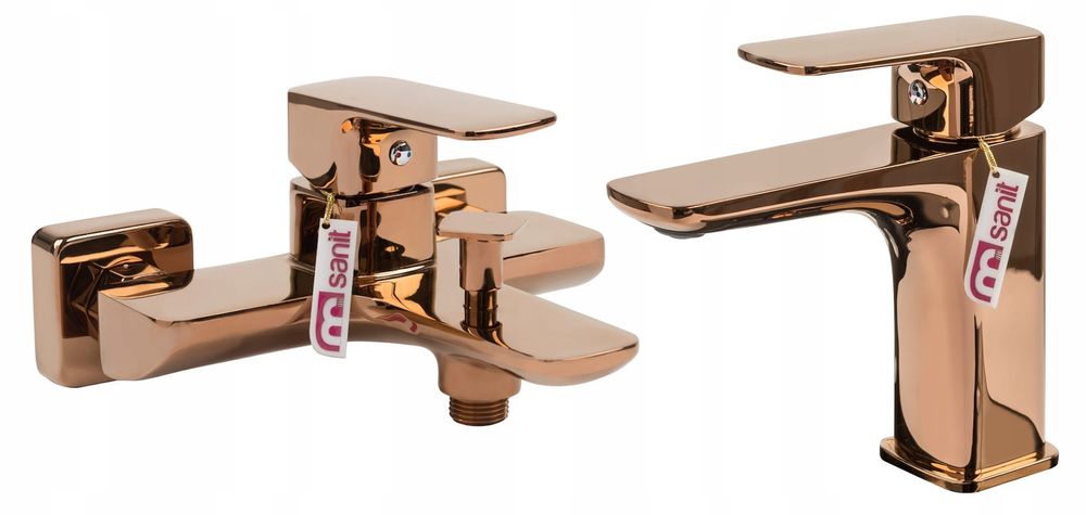 IRON ROSE zestaw bateria umywalkowa + wannowa różowe złoto