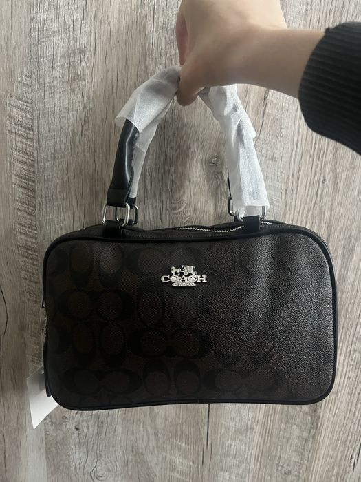 Сумка coach з ручками маленька срібна фурнітура люксова