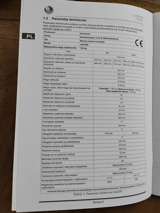 Wózek inwalidzki Vermeiren Jazz S50