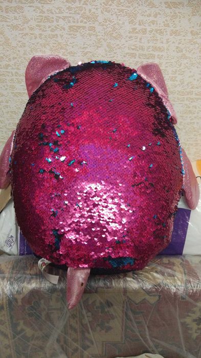 Подушка антистресс с пайетками- перевертыш, сувенир, сова