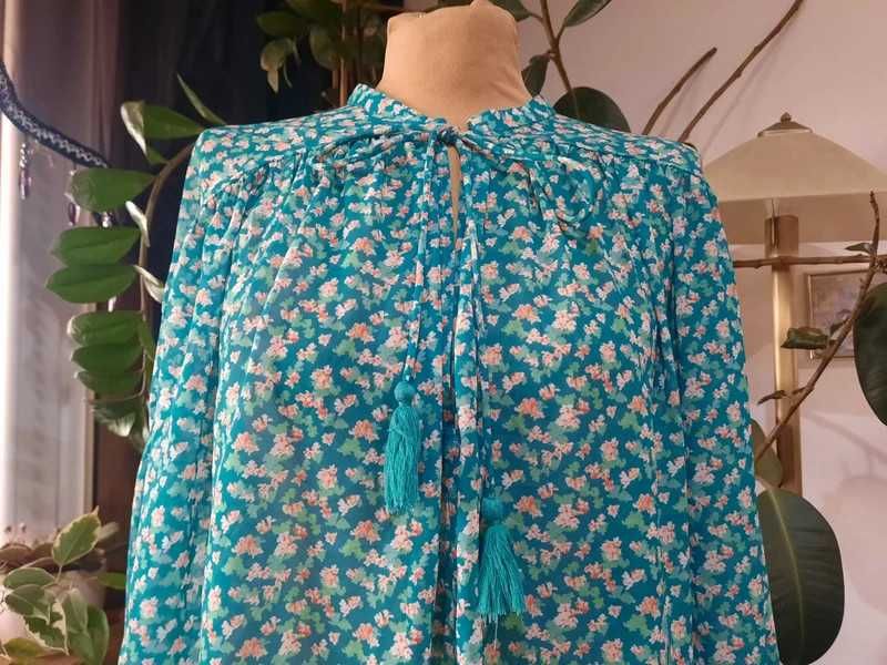 Turkusowa bluzka w drobne kwiatki - H&M