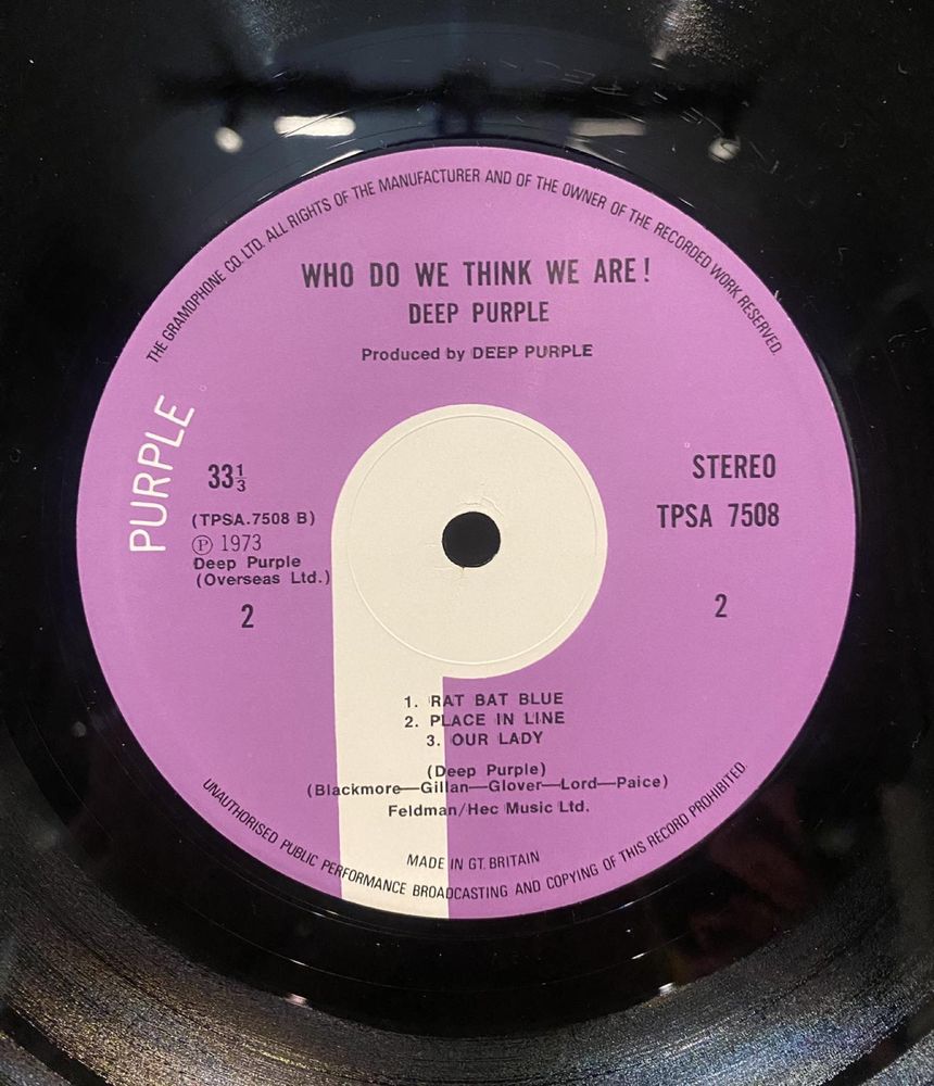 Deep Purple – Who Do We Think We Are LP,Винил