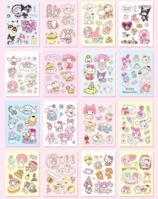 Książeczka z naklejkami Kuromi Cinnamoroll Pompompurin My Melody