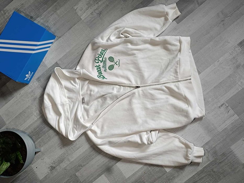 Biała bluza z kapturem "Break Point" – Tenisowy Vibe!