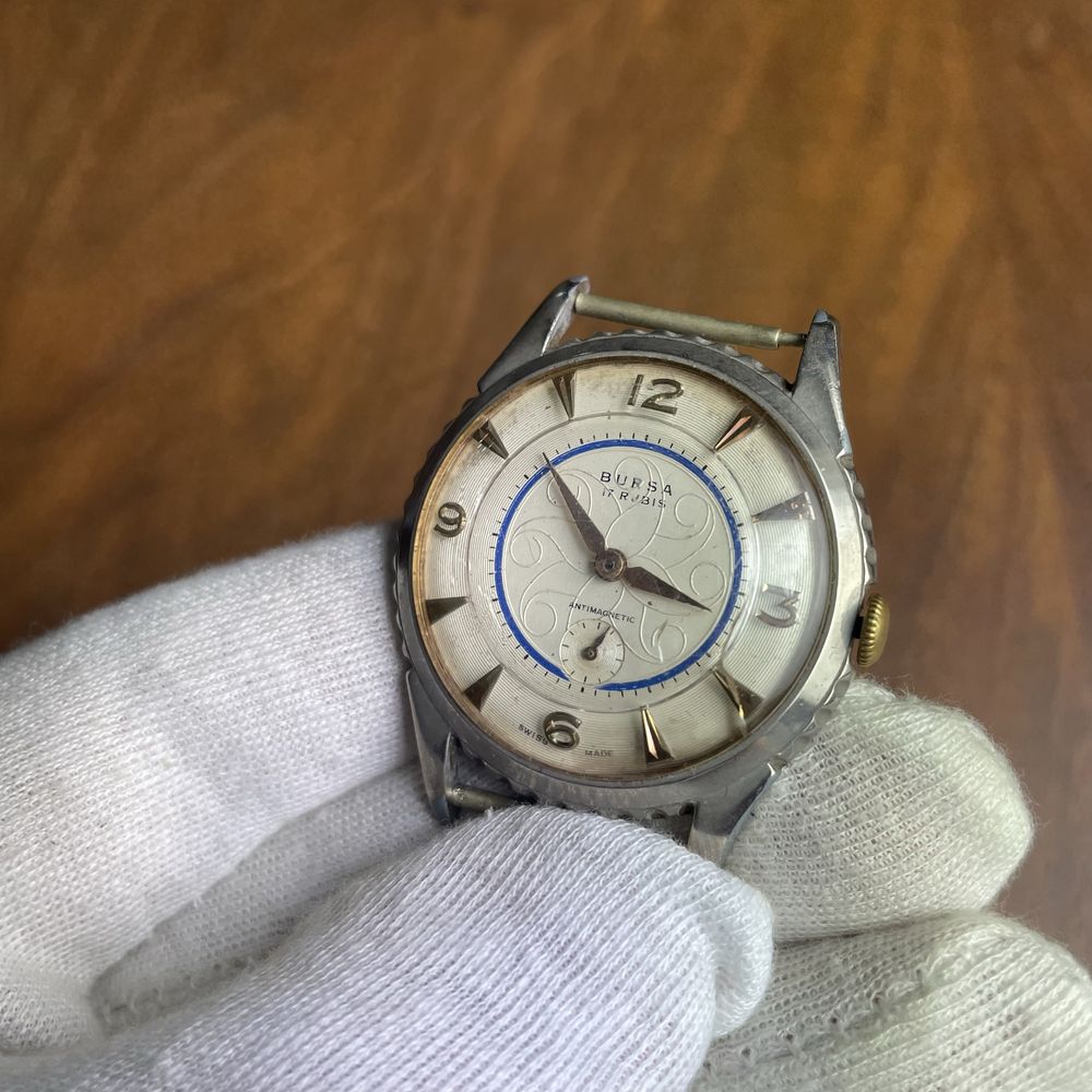 Zegarek szwajcarski męski naręczny Bursa vintage ciekawy