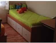Cama de Solteiro com 4 Gavetões, Estrado e Colchão