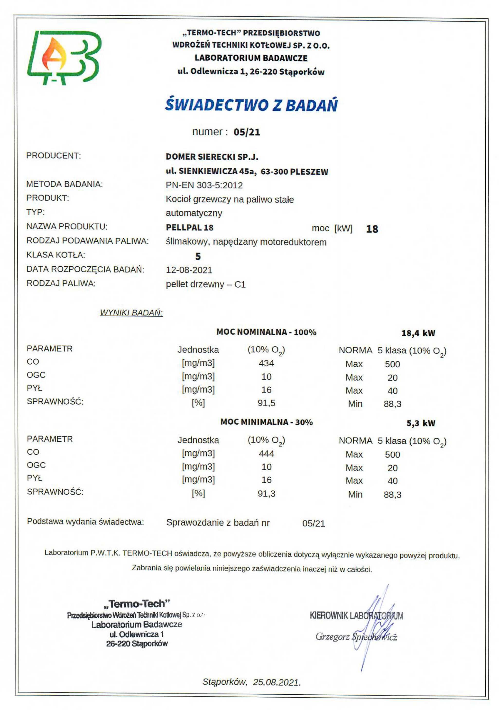 Kocioł na PELLET 18kW 200m2 A+  dostawa GRATIS