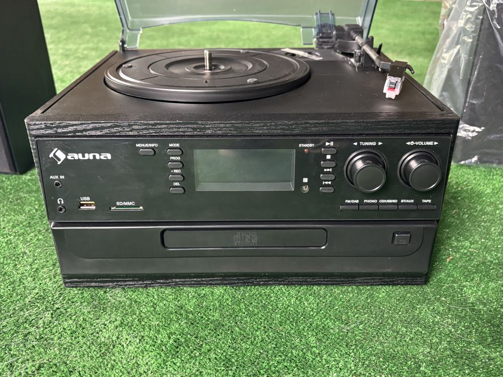 zestaw stereo, w stylu retro, DAB+/FM, BT, płyty winylowe/CD/kasety