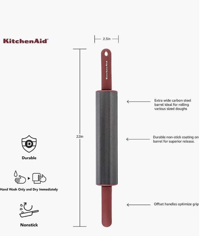 Профессиональная скалка углеродистая сталь KitchenAid 50 см Сша