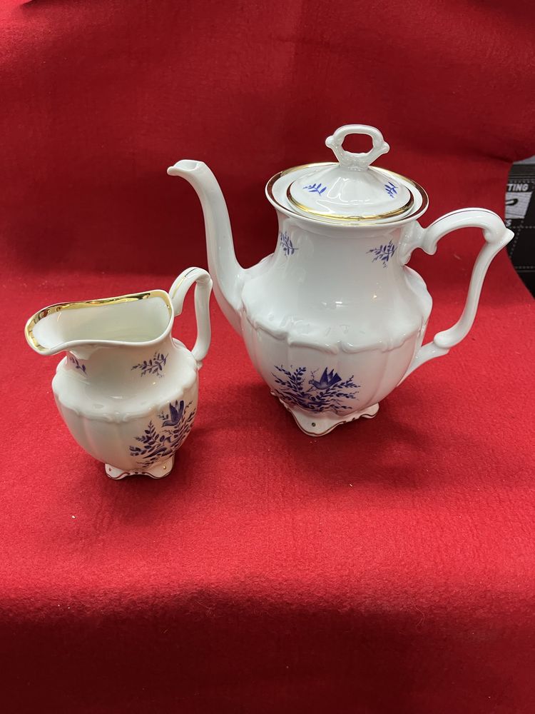 Porcelana Wałbrzych imbryk mlecznik zestaw
