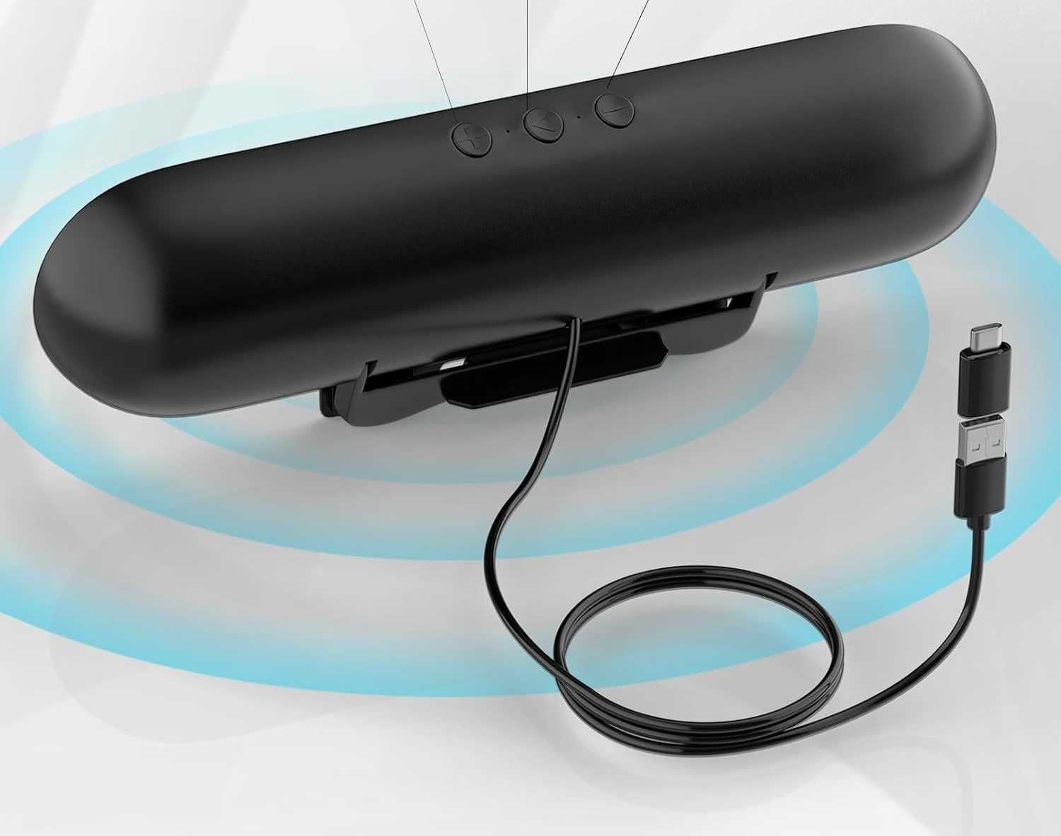 Głośnik komputerowy w adapterem USB-C do USB z klipsem do monitora