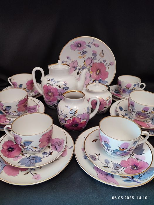 Чайный сервиз Красавица Дулево. Розовая ветка ЛФЗ