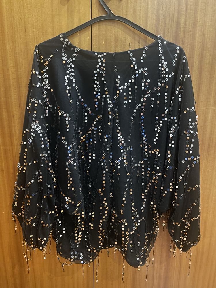 Camisola preta Lantejoulas prateadas
